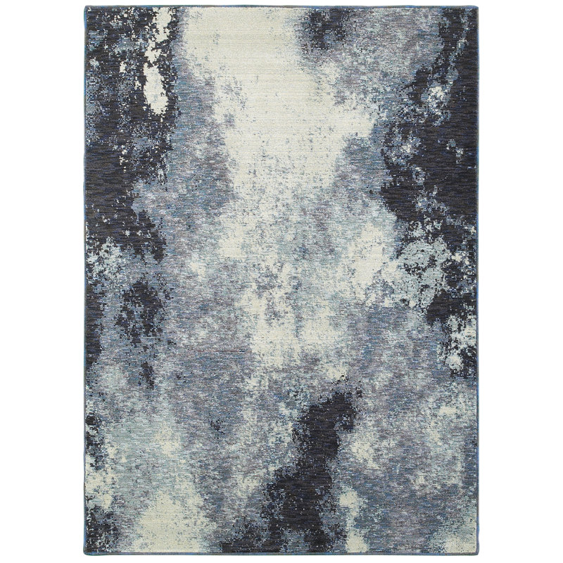 Tapis bleu marine / ivoire Knox, Rectangle 8 pi 6 po x 11 pi 7 po