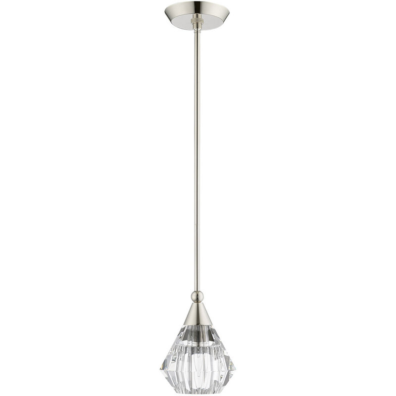 Luminaire suspendu géométrique à 1 lumière avec détails en cristal