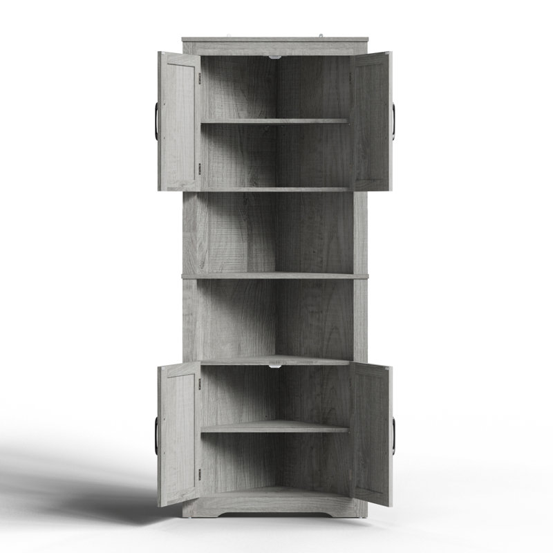 Armoire d'angle de 67 po de hauteur avec porte et tablettes réglables pour plusieurs cas de figure , Gris
