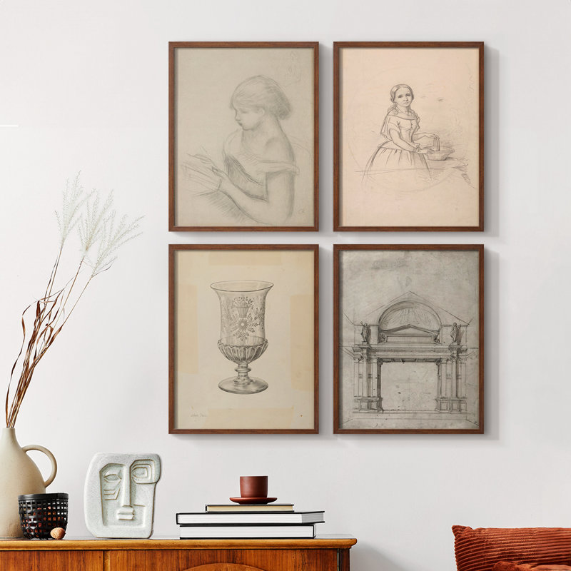 "Croquis rétro XXXII", 4 pièces