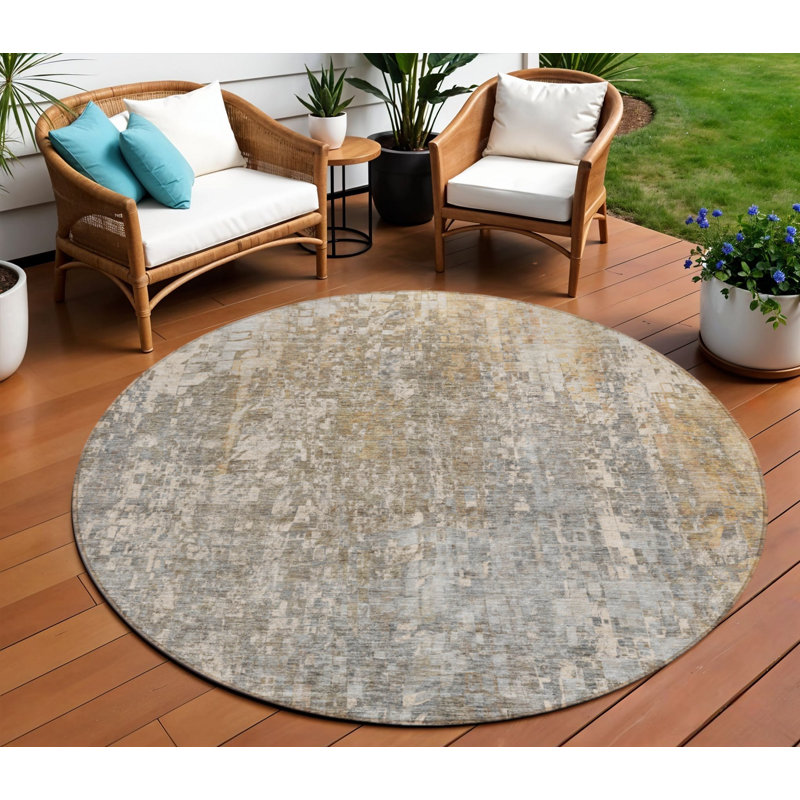 Tapis d'intérieur rond 8 po beige