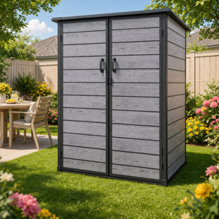 4.6FT Outdoor Resin Storage Shed  W/Floor And 2-Tier