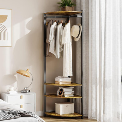 Corner Hall Tree with Shoe Bench & 6 Double Hooks, Space‑Saving Entryway Coat Rack with Storage Organizer