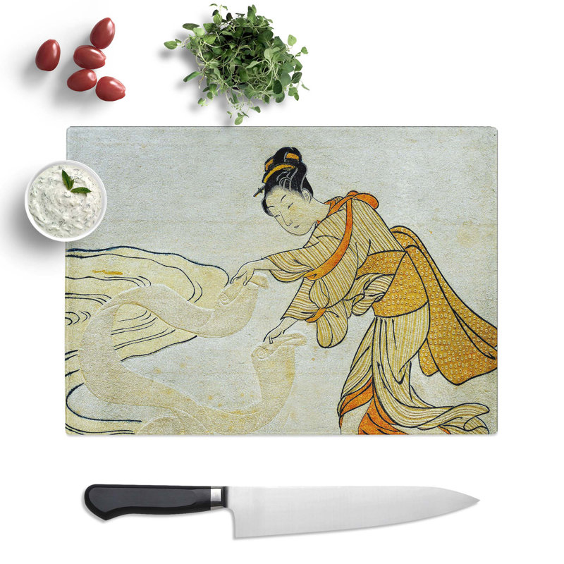 Tempered Glass the Jewel River at Chofu by Harunobu Suzuki Chopping Board, 28.5 cm x 20 cm