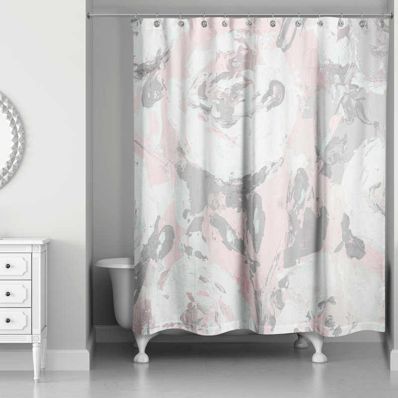 Rideau de douche simple à fleur abstraite bouquet Ayva