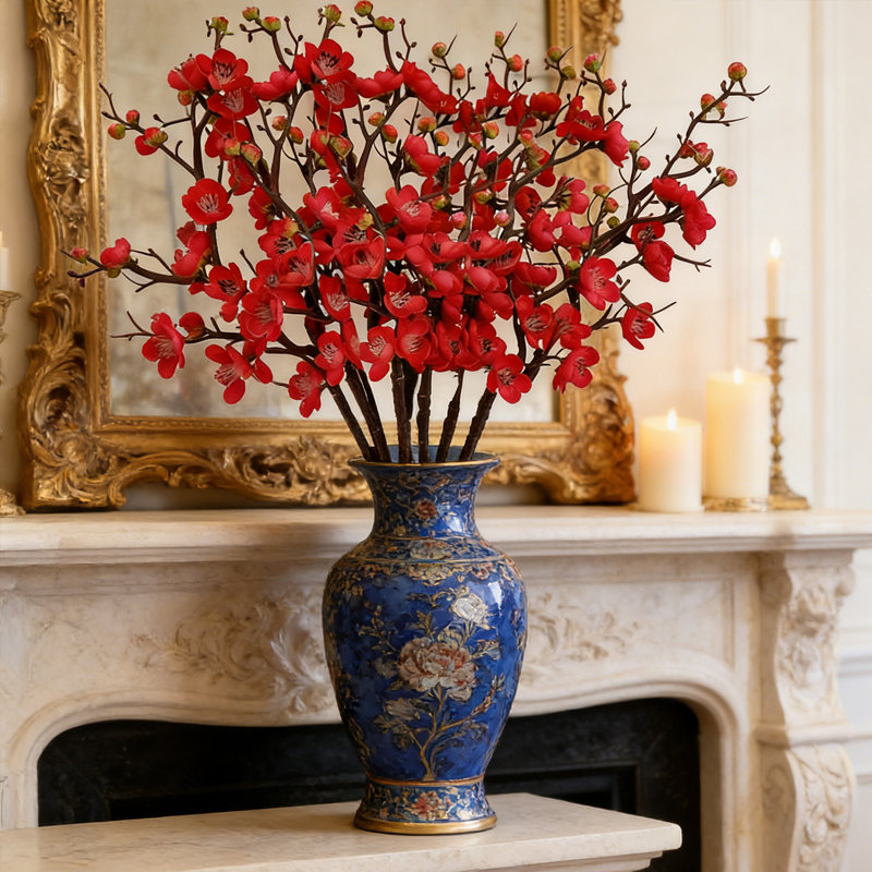 7 Pcs Faux Cherry Blossom Decor, Long Stem Artificial Flowers for Tall Vase, Cherry Blossom Tree Branches for Floral Arrangements Wedding Spring Decorations