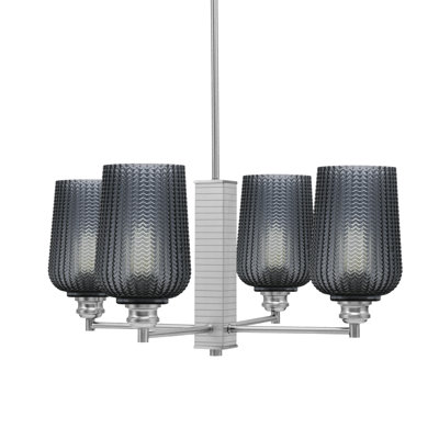 Edge 4 Light Chandelier With 5" Glass