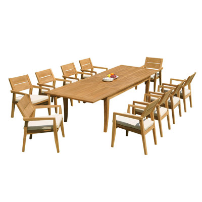 Atnas Teak Wood Patio Dining Set with Rectangular Table