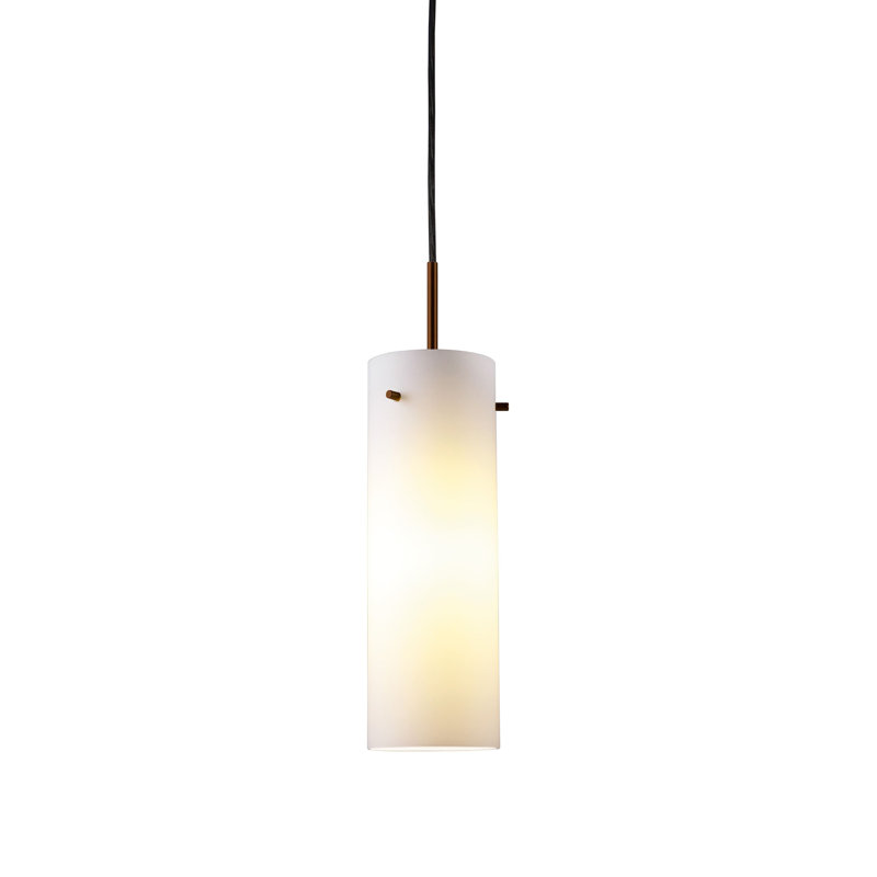 Luminaire suspendu cylindrique à 1 lumière Titan, Chrome mat, Blanc, Oui