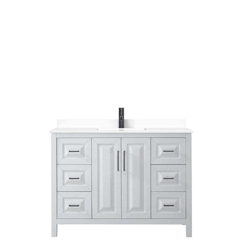 Ensemble de meuble-lavabo simple Daria, Blanc, Noir mat, 48"
