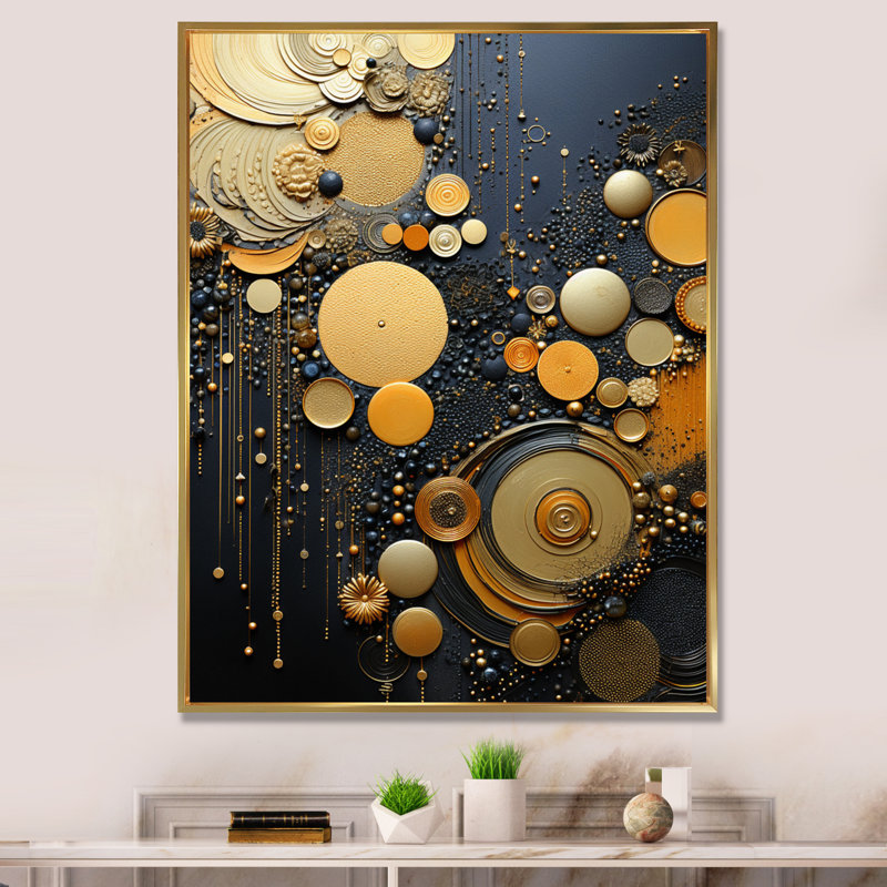 Impression sur toile «Gold», H 20 po x l 12 po x P 1 po, Cadre flottant doré