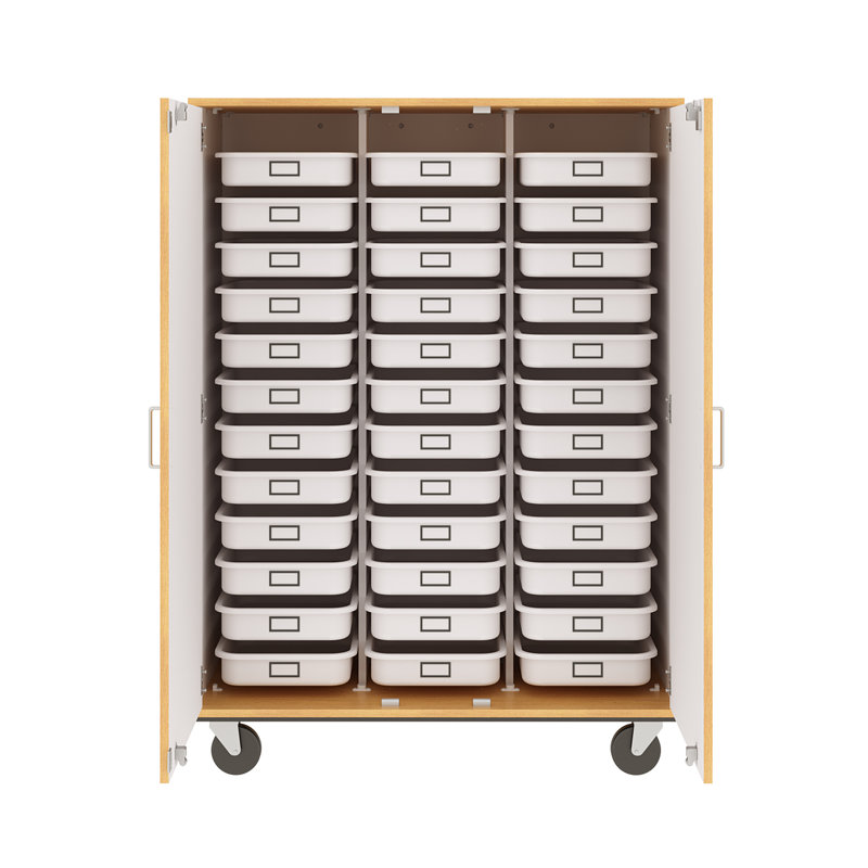 Armoire de rangement à plateau fermé - 36 plateaux et 36 compartiments, Chêne du château