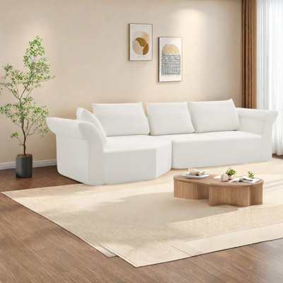 Grand canapé d'angle modulaire, canapé moderne en mousse de 323 cm pour la maison et la famille