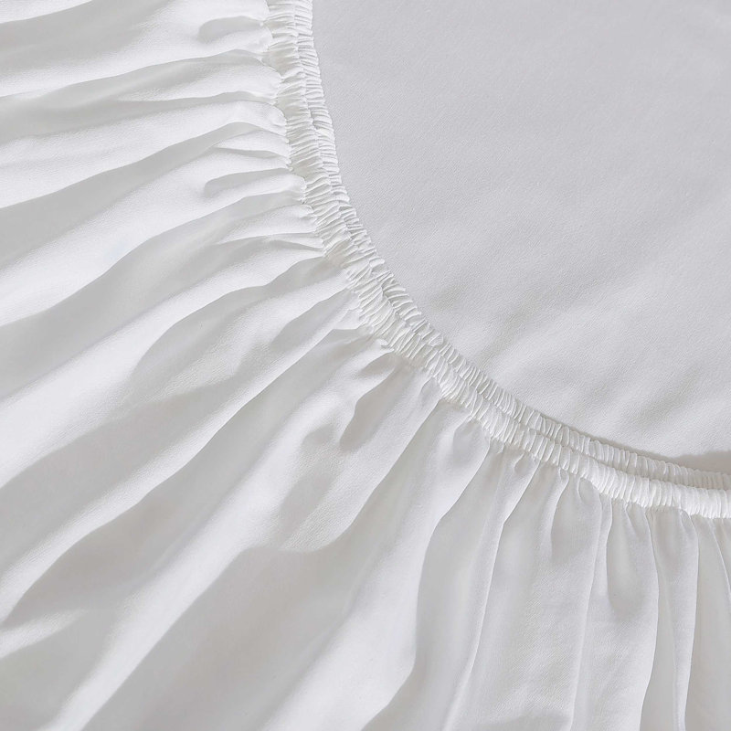 Calvin Klein Pearl Edge Cotton Sateen Sheet Set, Queen Sheet Set with 2 Pillowcases, White