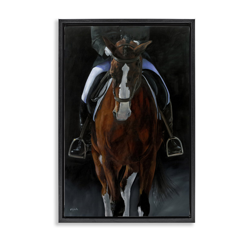 «Balance Trotting Horse», toile flottante encadrée par Victoria Schultz, Cadre flottant noir de jais, H 25 po x l 17 po