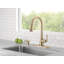 Robinet de cuisine Boyd en or brossé avec douchette extractible et distributeur de savon, robinet d'évier de cuisine monotrou moderne, poignée simple, bronze champagne-94791899