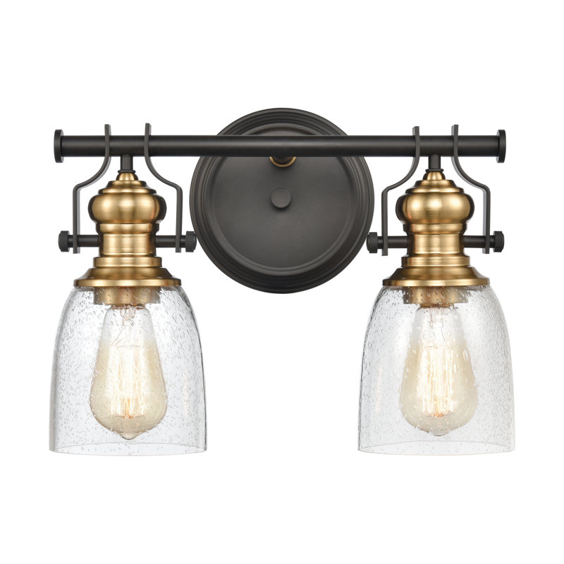 Éclairage pour salle de bain à 2 lumières de 14 po de large Chadwick - Bronze huilé, H 10 po x l 14 po x P 7 po