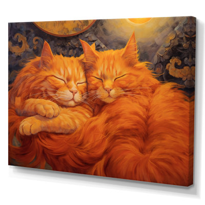 Moelleux chats orange dormant ensemble sur toile