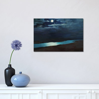 Moonlit Night over the River 1 Piece Wrapped Canvas Wall Art