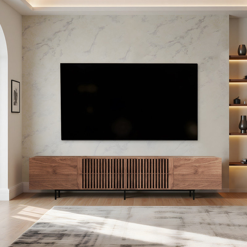 Mid Century Modern TV Stand for TVs, 55cm H x 180cm W x 40cm D