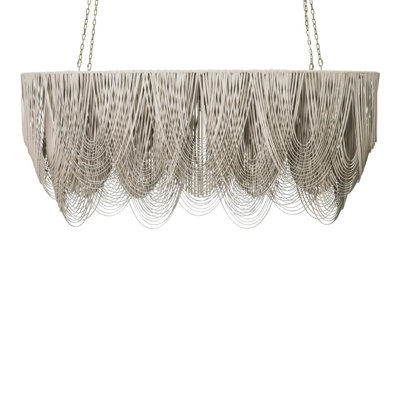 Medium Oval Leather Fringe Chandelier