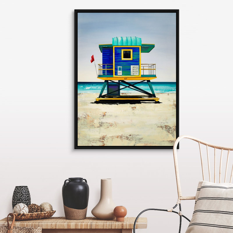 «Lifeguard on Duty V» par Sydney Edmunds - impression sur toile, Cadre flottant noir, H 42 po x l 32 po x P 1,75 po