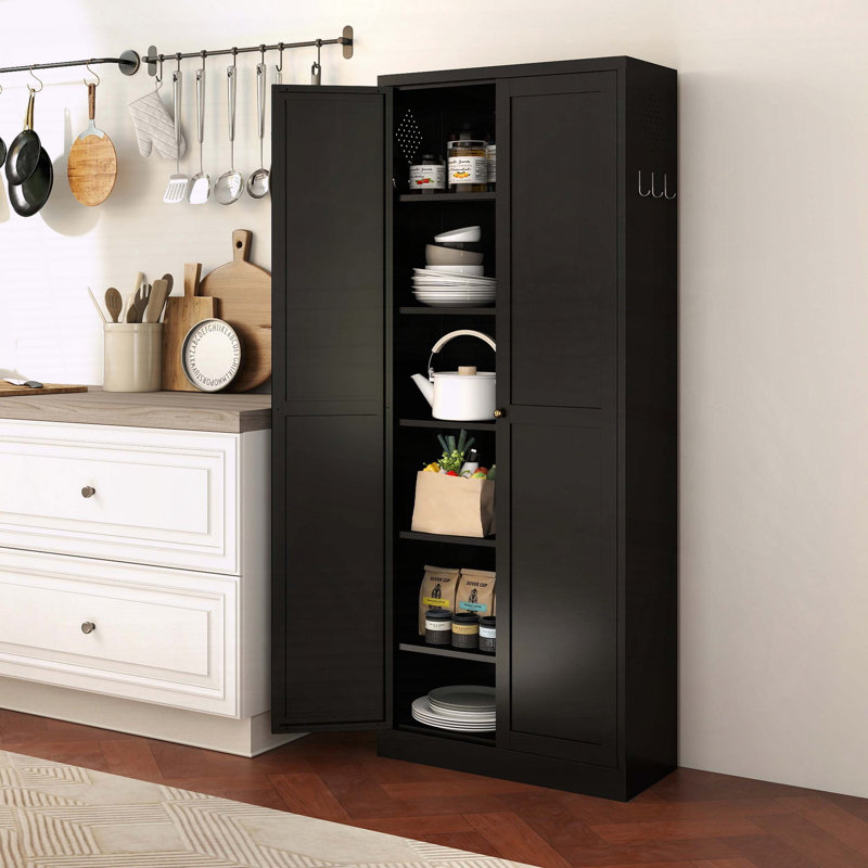 Armoire garde-manger 72 po en métal avec assemblage sans outil et tablettes réglables