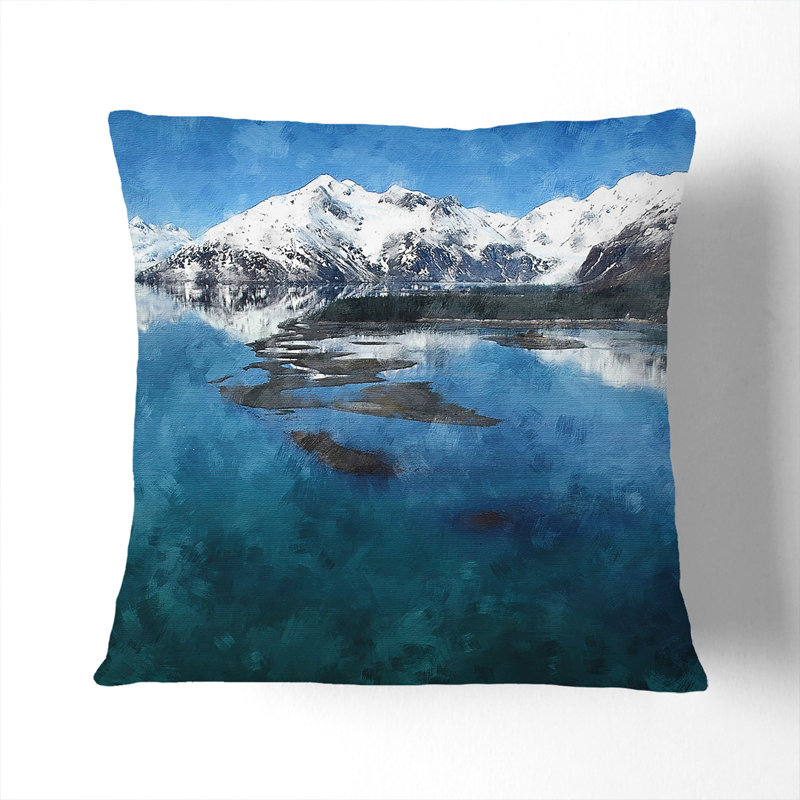 Alaskan Mountain and Lake Vol.1 Scatter Cushion, 40cm H x 40cm W x 15cm D, White