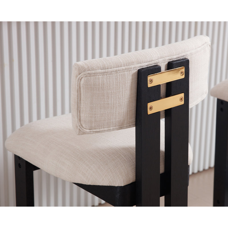 Modern Upholstered Solid Wood Bar Stool With Comfortable Backrest,Counter Stool With Sheet Metal Upholstery And Fixing Set Of 2
