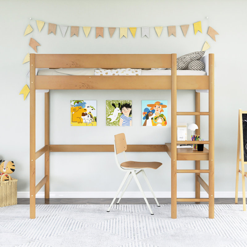 Lit mezzanine simple tapissier avec bureau