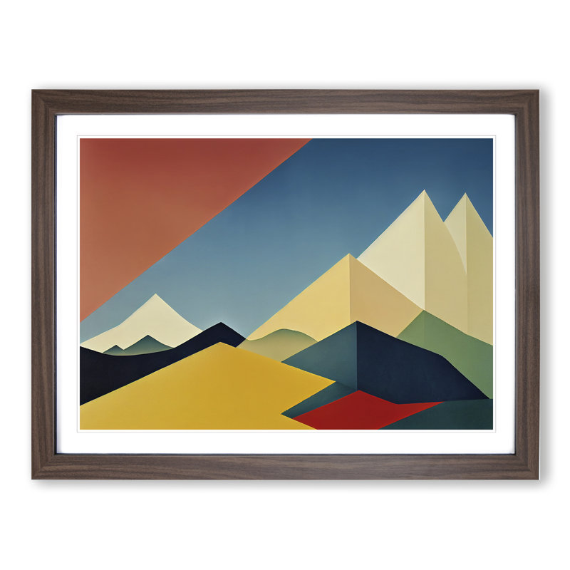 Abstract Mountain Range Vol.2 - Framed Print, 25cm H x 34cm W x 2cm D, Walnut