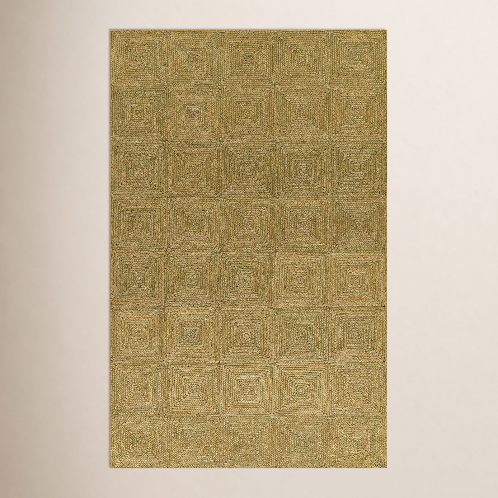 Mykonos Hand Woven Jute Geometric Green Area Rug, Rectangle 5' x 7'6"