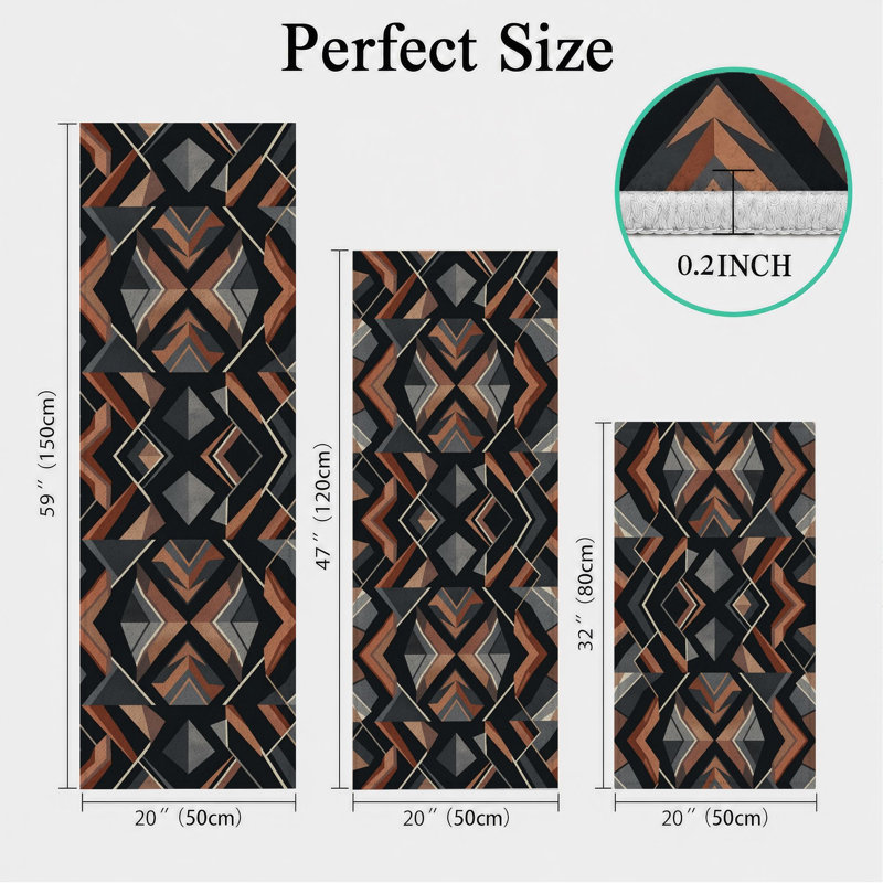 Geometric Pattern Non-Slip Washable Kitchen Mats