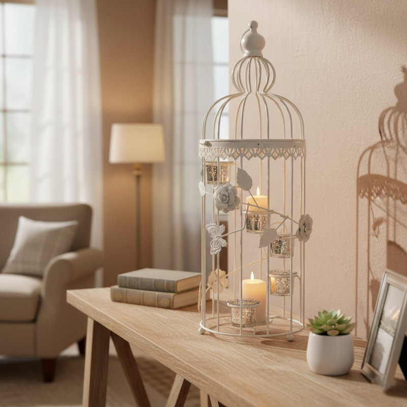 Lanterne à bougie en métal Bird Cage