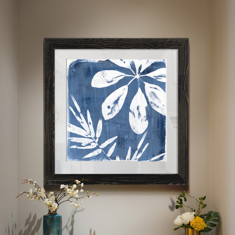 Tropical Indigo impressions II-reproduction d’art, H 27,5 po x l 27,5 po x P 1,5 po, Papier encadré noir