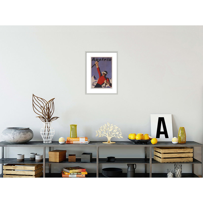 Affiche autrichienne de voyage par Joseph Binder, impression giclée encadrée, 21.75" H x 16.47" W