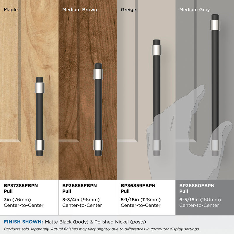 Mergence 6-5/16 inch (160mm) Center-to-Center, Matte Black/Polished Nickel