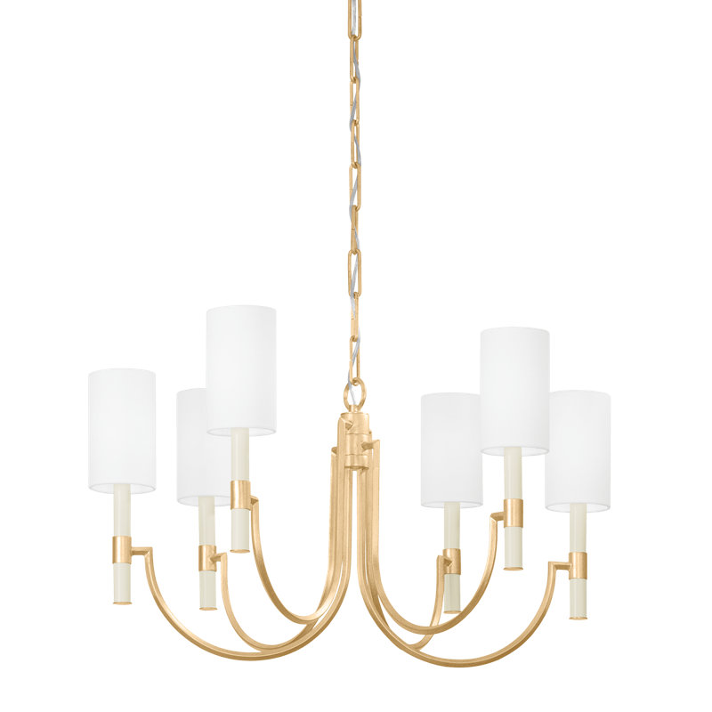 Lustre 6 lumières Gustine, Feuille d'or rétro