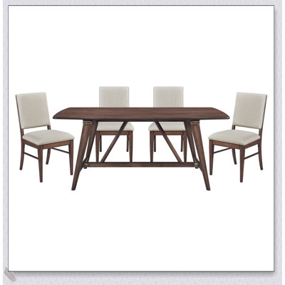 Ensemble de salle à manger moderne 5 pièces avec chaises rembourrées en tissu et table en bois robuste pour des repas confortables et élégants