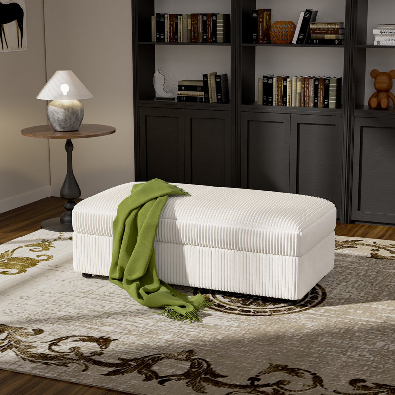 Repose-pieds rembourré avec rangement sous le siège, Beige