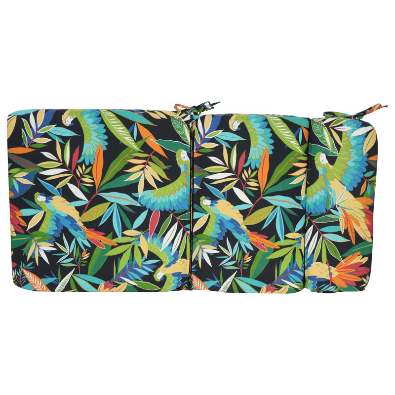 Outdoor Seat/Back Chair Cushion, Black/Tucuman Ebony Floral, 22" W x 21" D