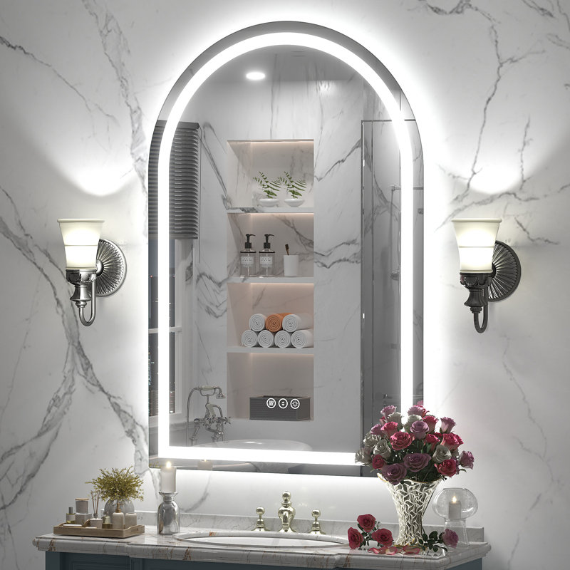 Miroir de salle de bain / de salle de bain en verre trempé anti-buée à DEL certifié UL - Basics by Wayfair ™, 48 po x 32 po