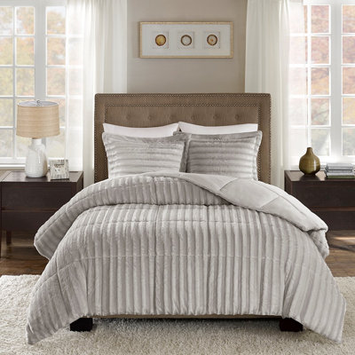 Popular And Glamorous Full/Queen Faux Fur Comforter Mini , Champagne, Endurance Gorgeous Quality