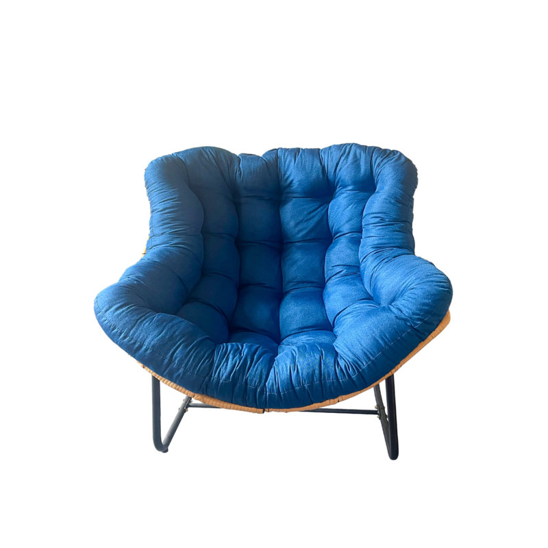 Chaise berçante en rotin ultra-doux, conception anti-basculement, parfaite pour les balcons, les salons, les jardins et les patios - Assemblage facile, bleu