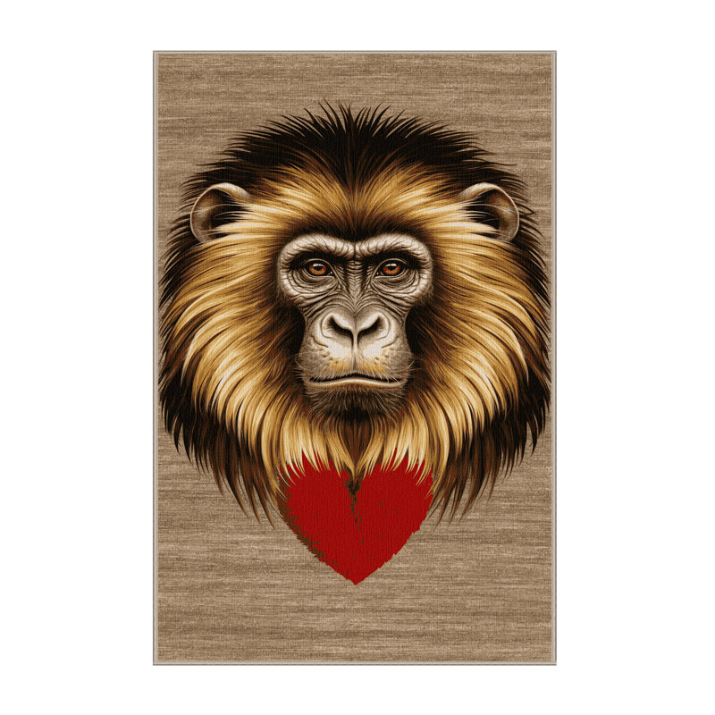Washable Gelada Wildlife Area Rug, Rectangle 8' x 12'