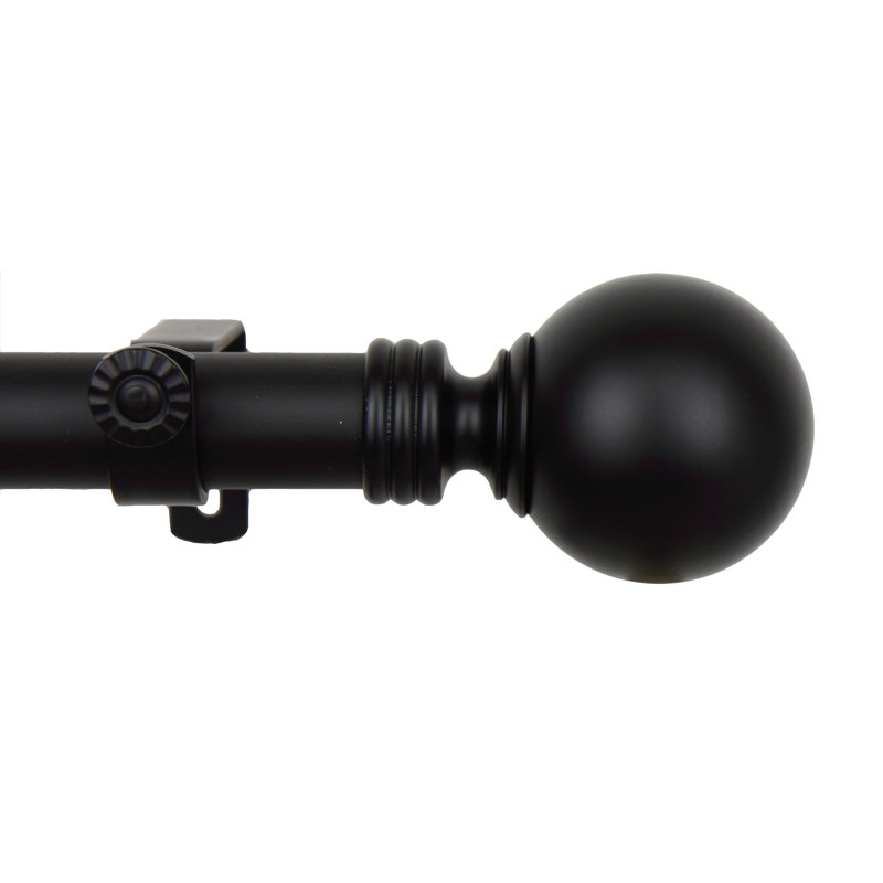 Orpha Steel Adjustable Single Curtain Rod, Black, 66" - 120"