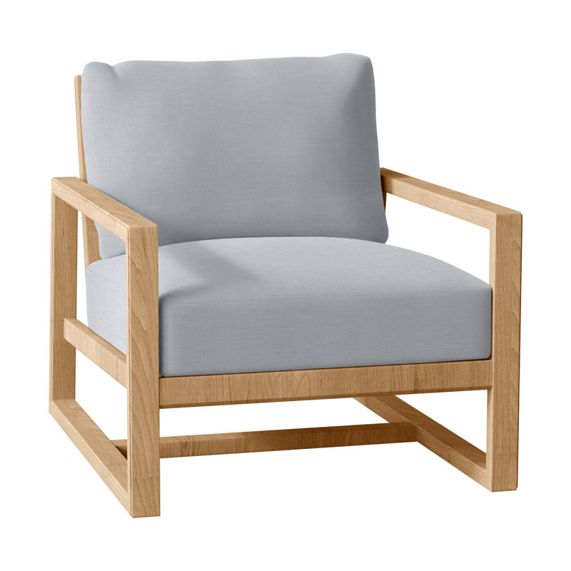 Méridienne Avondale, Teck naturel, Pas de passepoil + bourre standard, Lin chambray