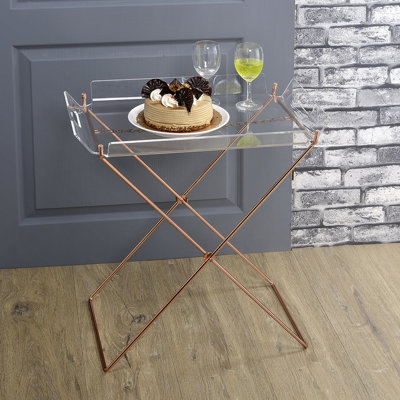 Clear Acrylic Table With Fashionable Sled Base Tray For Bedroom