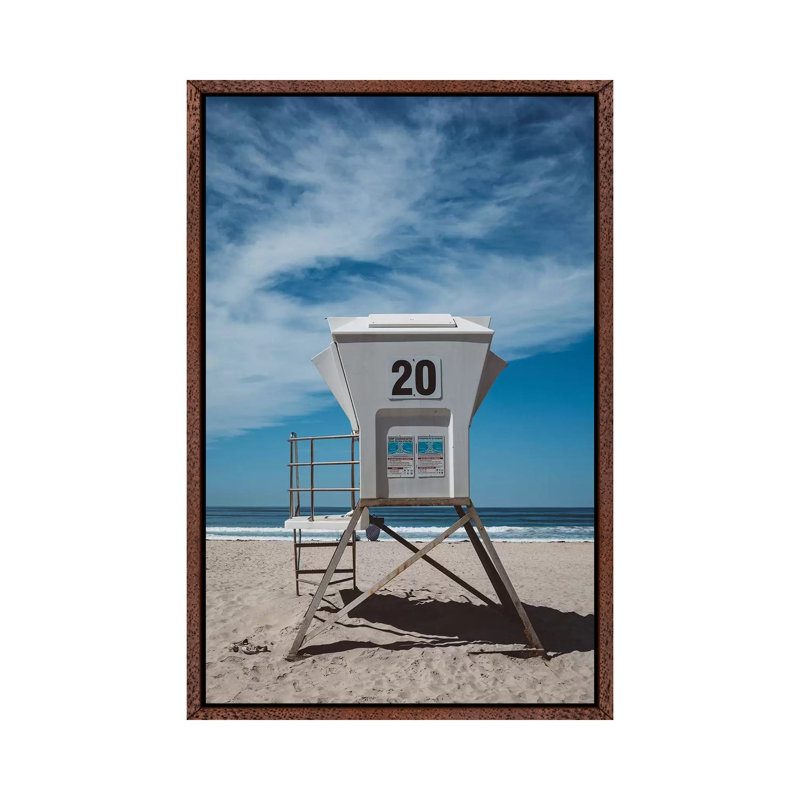 California Beach Day by Bethany Young - Print on Canvas, 66.04cm H x 45.72cm W x 3.81cm D, Classic Brown Wood Framed