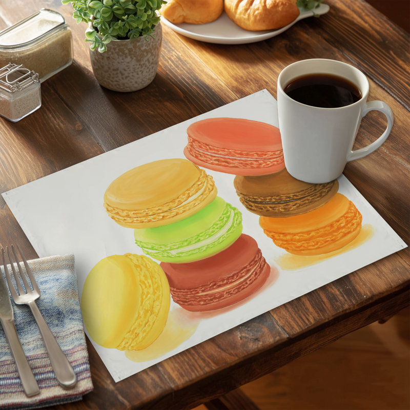 Napperon Délicieuses macarons - Décoration de cuisine hyperréaliste
